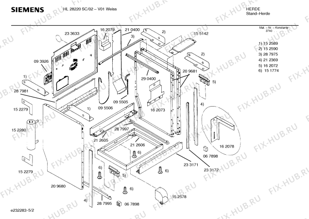 Взрыв-схема плиты (духовки) Siemens HL28220SC - Схема узла 02