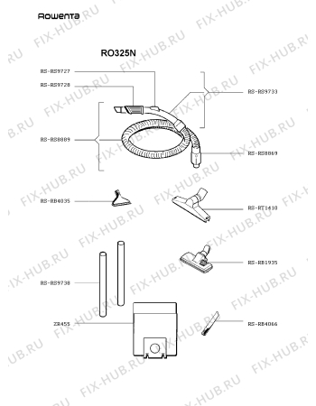 Взрыв-схема пылесоса Rowenta RO325N - Схема узла TP001028.9P2