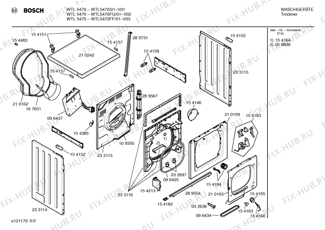 Взрыв-схема сушильной машины Bosch WTL5470FF WTL5470 - Схема узла 02