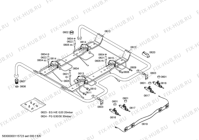 Взрыв-схема плиты (духовки) Bosch HSV744025N - Схема узла 06