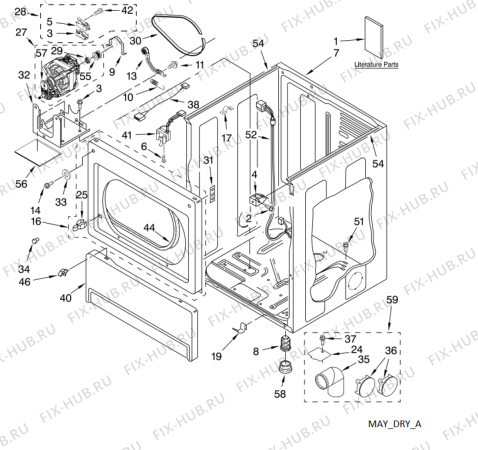 Схема №4 MLE24PDAGW с изображением Барабан, полубак, бак для сушильной машины Whirlpool 482000095818