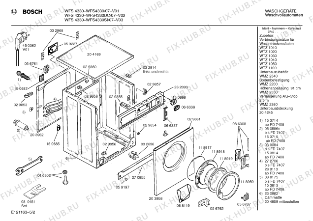 Схема №5 WFS4030DK WFS4030 с изображением Таблица программ для стиралки Bosch 00516707