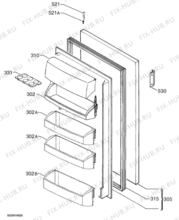 Взрыв-схема холодильника Aeg Electrolux S1600-7M - Схема узла Door 003