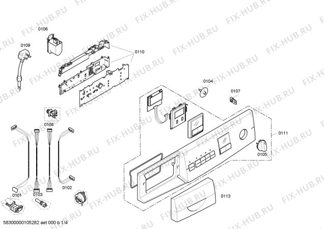 Схема №4 WFX2467GB Exxel 1200 Express с изображением Панель управления для стиральной машины Bosch 00441294