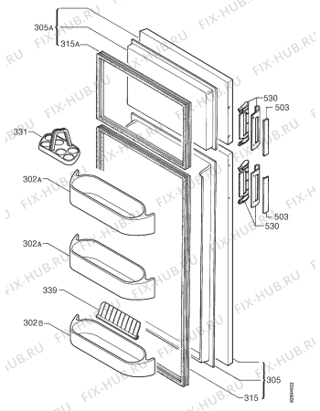 Взрыв-схема холодильника Electrolux ER7425D - Схема узла Door 003