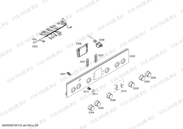 Взрыв-схема плиты (духовки) Bosch HGA34W365R - Схема узла 02