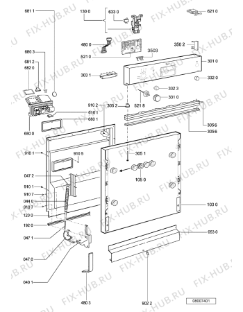 Взрыв-схема посудомоечной машины Whirlpool ADG 8531 IX - Схема узла