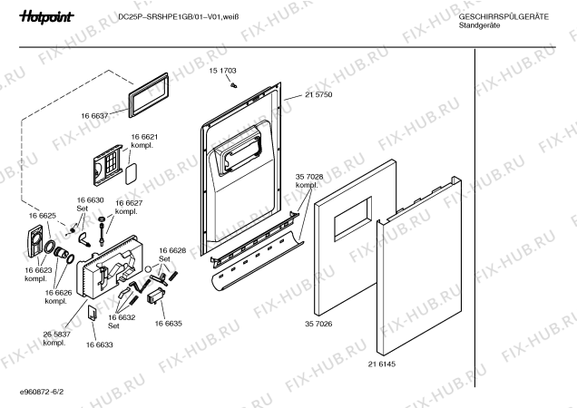 Взрыв-схема посудомоечной машины Hotpoint SRSHPE1GB Aquarius - Схема узла 02