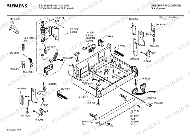 Схема №6 SE36A590SK с изображением Инструкция по эксплуатации для электропосудомоечной машины Siemens 00584392