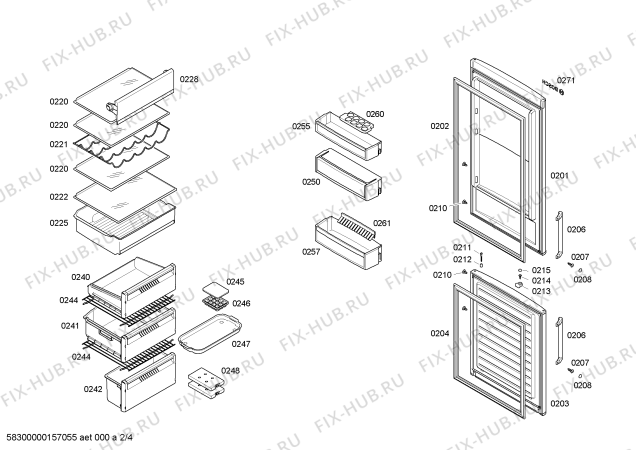 Взрыв-схема холодильника Bosch KGN36VI30 - Схема узла 02