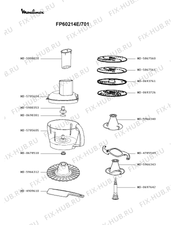 Взрыв-схема кухонного комбайна Moulinex FP60214E/701 - Схема узла RP003084.3P2