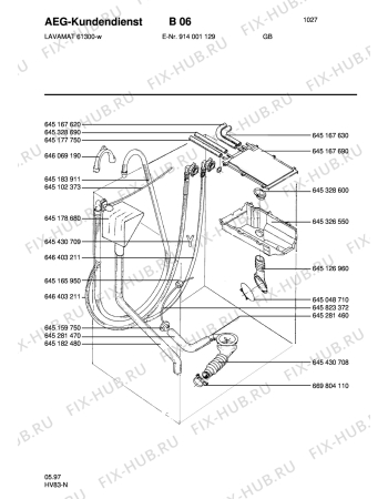 Взрыв-схема стиральной машины Aeg LAV61300 GB - Схема узла Water equipment