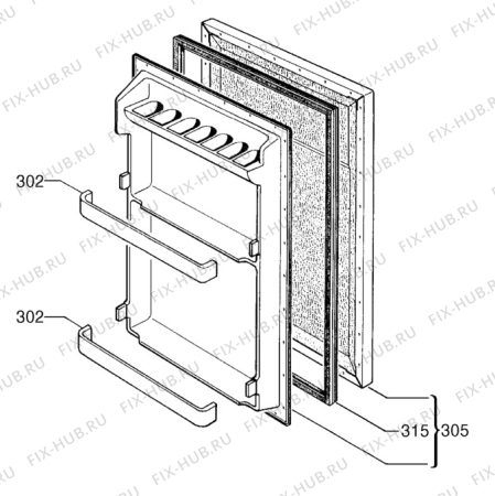 Взрыв-схема холодильника Elektra Bregenz KT50 - Схема узла Door 003