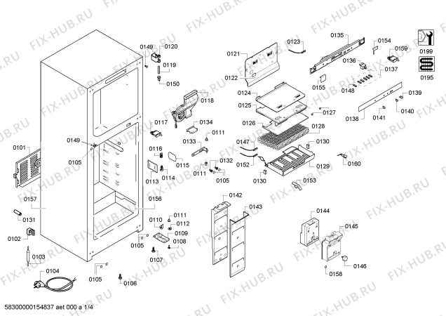 Схема №3 KDN49V43IL с изображением Дверь для холодильной камеры Bosch 00710813