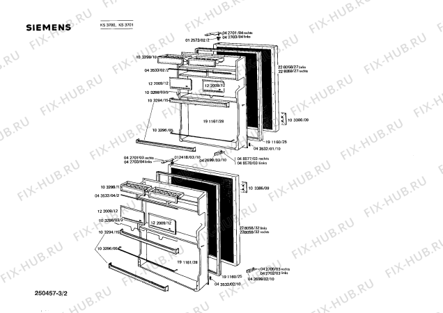 Взрыв-схема холодильника Siemens KS3701 - Схема узла 02