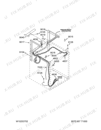Схема №7 3LTE5243 AWM 911 с изображением Резервуар для стиралки Whirlpool 481900695943
