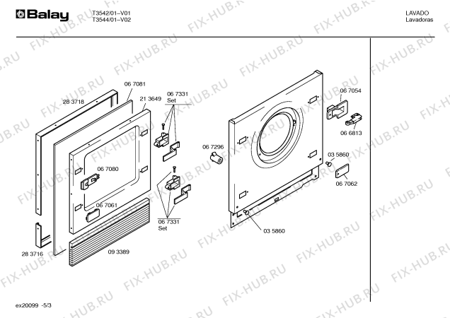 Схема №5 T3544 с изображением Панель для стиральной машины Bosch 00209391