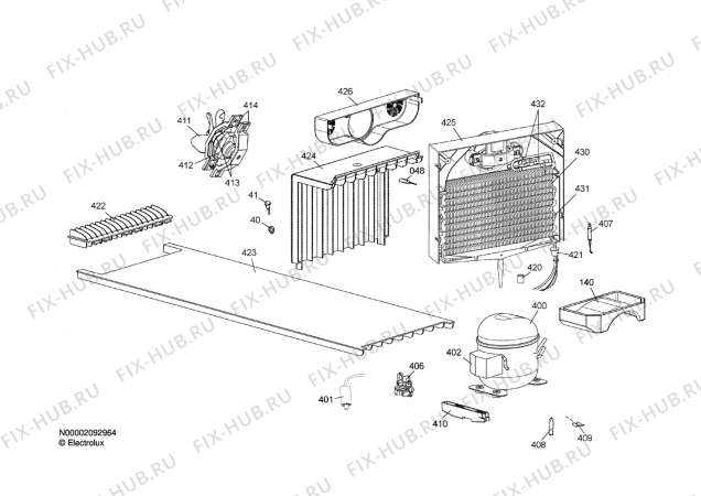 Взрыв-схема холодильника Electrolux ECF27460W - Схема узла Cooling system 017