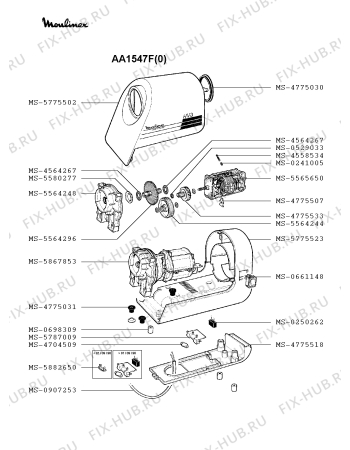 Взрыв-схема мясорубки Moulinex AA1547F(0) - Схема узла QP001043.0P3