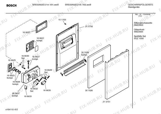 Схема №5 SRS33A02EU с изображением Инструкция по эксплуатации для посудомойки Bosch 00582889