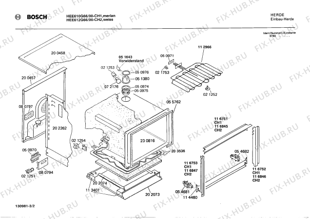 Взрыв-схема плиты (духовки) Bosch HEE612G66 - Схема узла 02