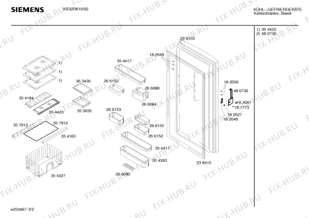 Взрыв-схема холодильника Siemens KS32R610 - Схема узла 02