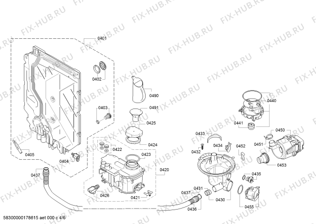 Взрыв-схема посудомоечной машины Siemens SN65D080EU - Схема узла 04