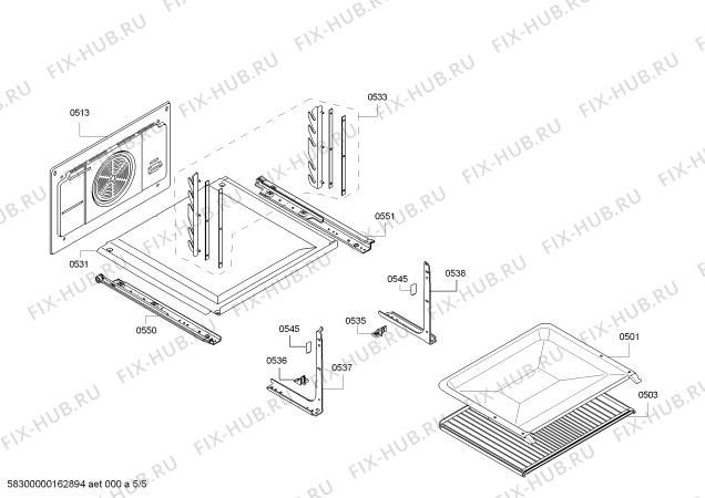 Взрыв-схема плиты (духовки) Bosch HBB43C452E H.BO.NP.C3D.IN.CARRO.B4/.X.E0_C/// - Схема узла 05