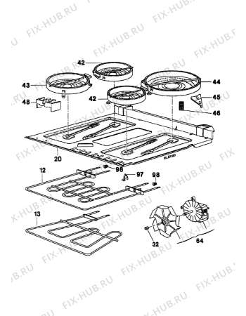 Взрыв-схема плиты (духовки) Electrolux EK6465/5 - Схема узла Electrical equipment