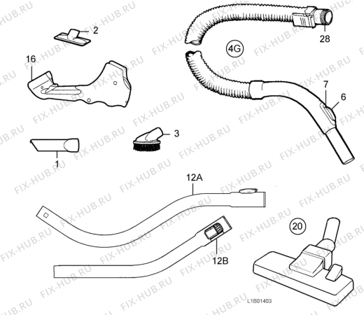 Взрыв-схема пылесоса Electrolux Z5522 - Схема узла L10 Hose B