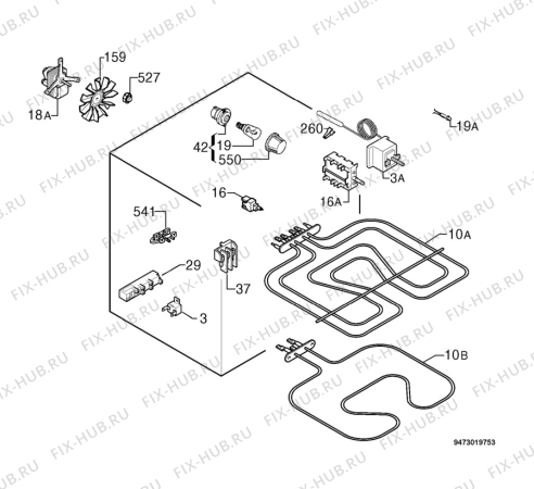 Взрыв-схема плиты (духовки) Zanussi ZCM6650W - Схема узла Electrical equipment 268