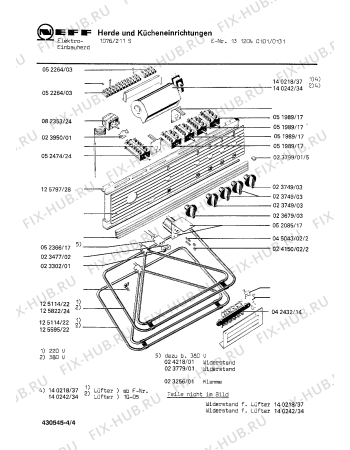Взрыв-схема плиты (духовки) Neff 1312040101 1076/211S - Схема узла 04