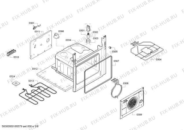 Схема №3 HCE745853R с изображением Панель воздуховода для плиты (духовки) Bosch 00748912