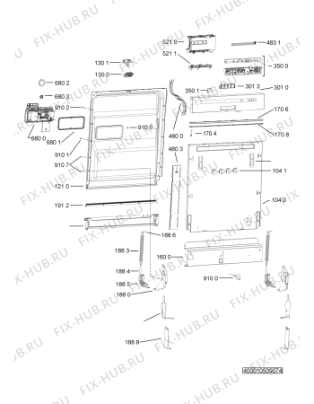 Схема №4 ADG 8473 LR WH с изображением Обшивка для посудомоечной машины Whirlpool 481010491829