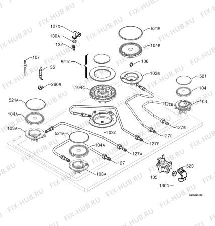 Взрыв-схема плиты (духовки) Zanussi ZGS799ITX - Схема узла Functional parts 267