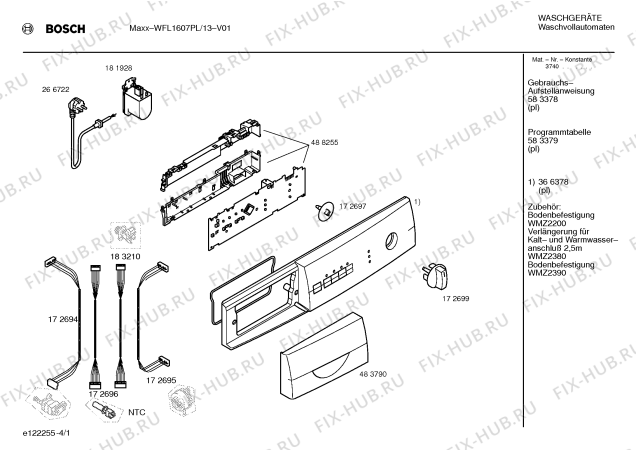 Схема №3 WFL1607PL Maxx Easy WFL1607 с изображением Инструкция по установке и эксплуатации для стиралки Bosch 00529133