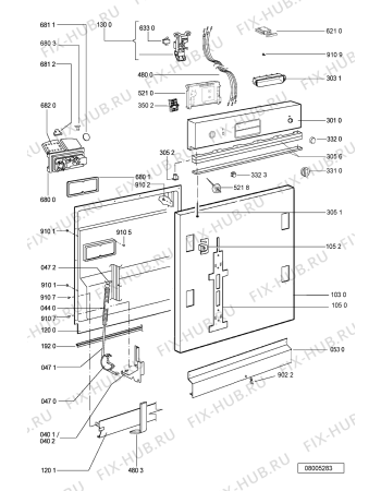 Схема №2 GSI 670 E с изображением Панель для электропосудомоечной машины Whirlpool 481245372851