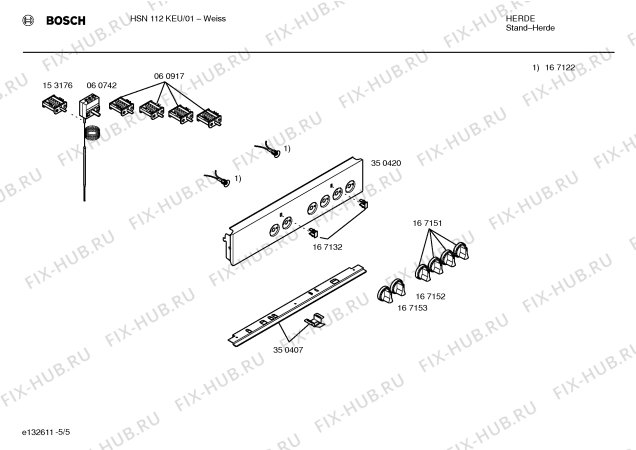 Взрыв-схема плиты (духовки) Bosch HSN112KEU - Схема узла 05