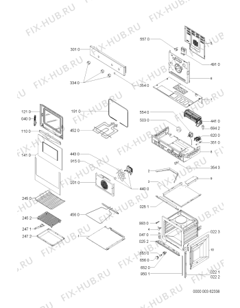 Схема №1 AKP 646/IX с изображением Обшивка для плиты (духовки) Whirlpool 481245248515