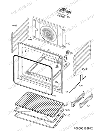 Взрыв-схема плиты (духовки) Aeg BCR542350M - Схема узла Oven