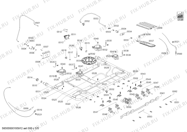 Взрыв-схема плиты (духовки) Bosch HSK45I33SC HSK45I33SC Cocina a gas Bosch Inox - Схема узла 05