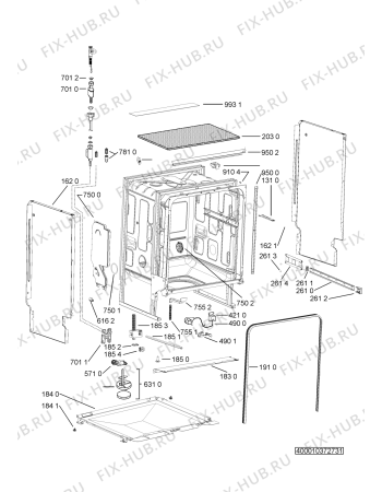 Схема №4 ADPS 3541 WH с изображением Обшивка для посудомоечной машины Whirlpool 481010422332