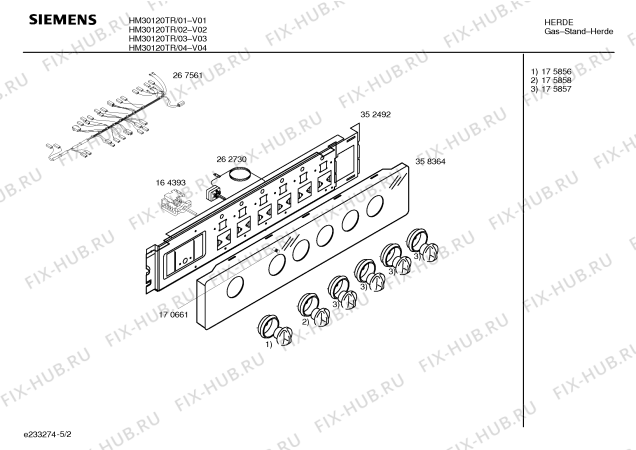 Взрыв-схема плиты (духовки) Siemens HM30120TR - Схема узла 02