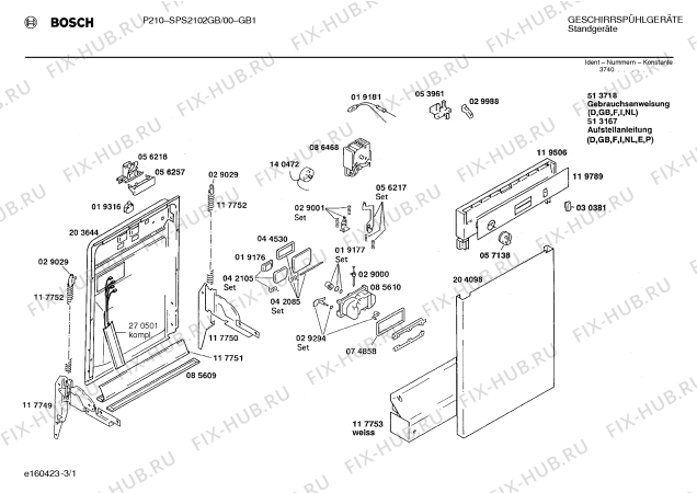 Схема №2 SPS2102GB с изображением Панель для посудомоечной машины Bosch 00270876