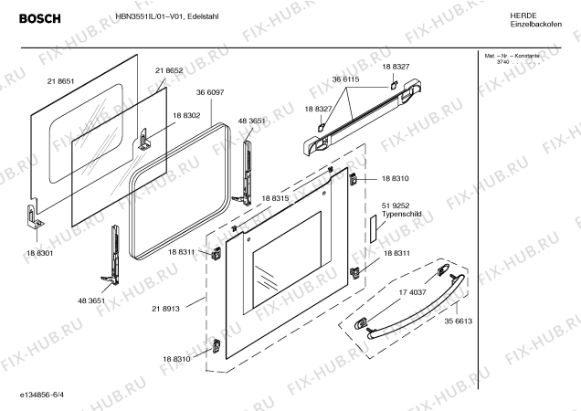 Взрыв-схема плиты (духовки) Bosch HBN3551IL - Схема узла 04