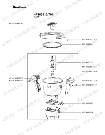 Взрыв-схема кухонного комбайна Moulinex HF905110/701 - Схема узла CP005512.8P3