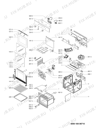 Схема №1 AKZ 442/IX с изображением Обшивка для плиты (духовки) Whirlpool 481010544056