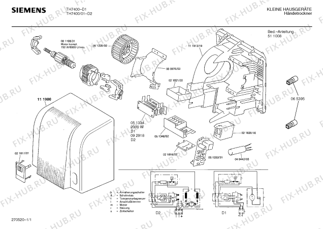 Схема №1 TH8200 с изображением Модуль для кухонного комбайна Siemens 00051333