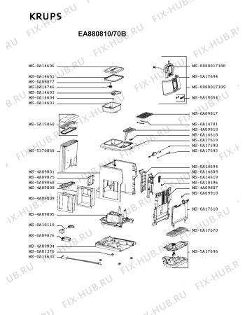 Схема №3 EA880880/70B с изображением Элемент корпуса для электрокофемашины Krups MS-8080017189