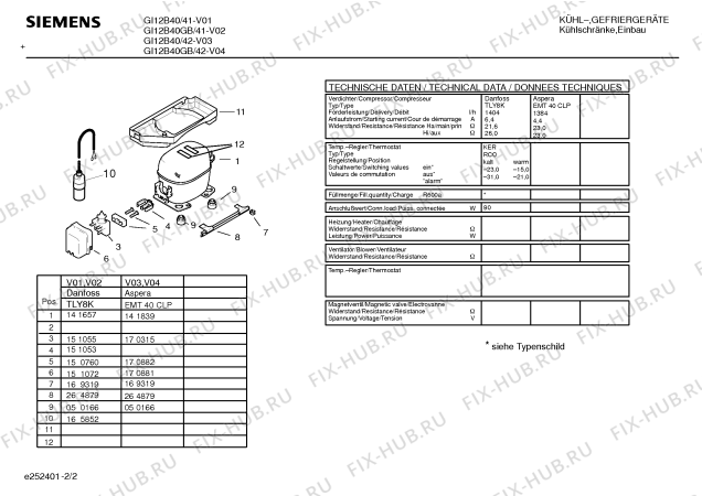 Взрыв-схема холодильника Siemens GI12B40GB - Схема узла 02